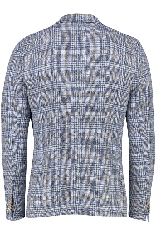 Digel colbert blauw geruit katoen Kristo slim fit steekzakken