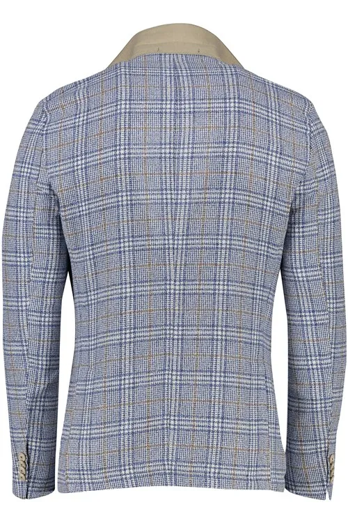 Digel colbert blauw geruit katoen-stretch Kristo Slim Fit