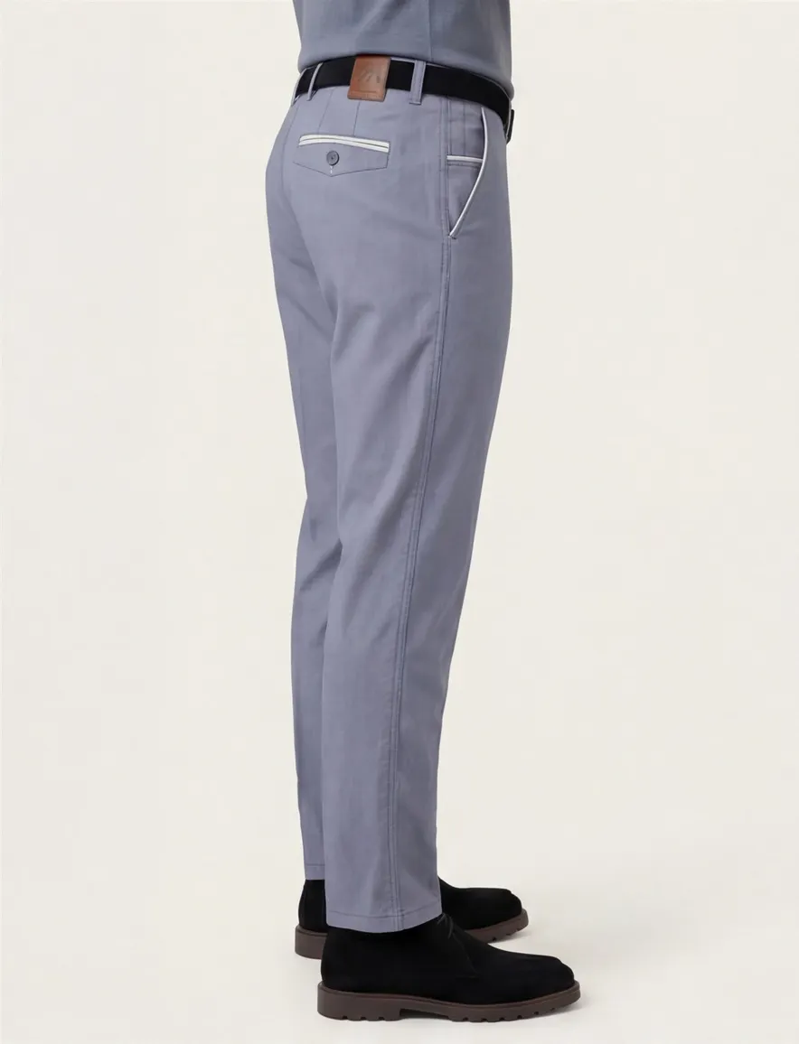 M.E.N.S. Modern fit broek blauw katoen stretch Meran U
