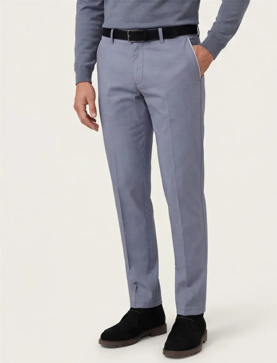 M.E.N.S. Modern fit broek blauw katoen stretch Meran U