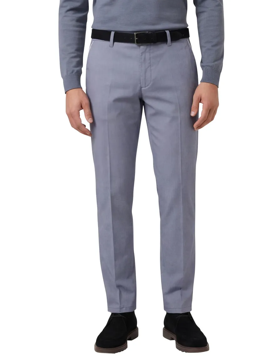 M.E.N.S. Modern fit broek blauw katoen stretch Meran U