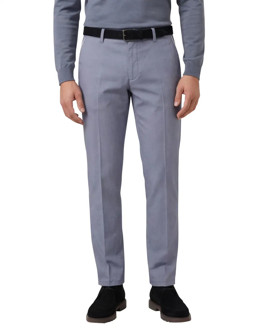 M.E.N.S. Modern fit broek blauw katoen stretch Meran U