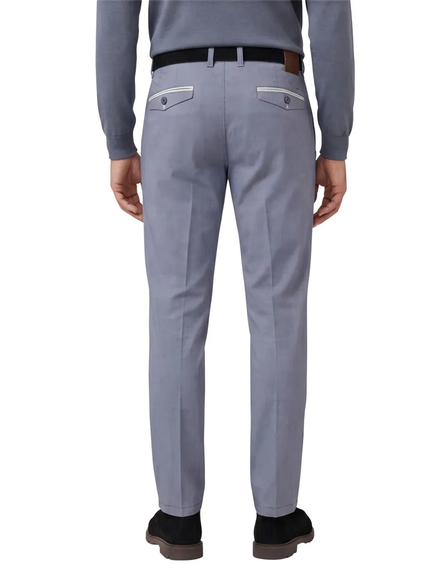 M.E.N.S. Modern fit broek blauw katoen stretch Meran U