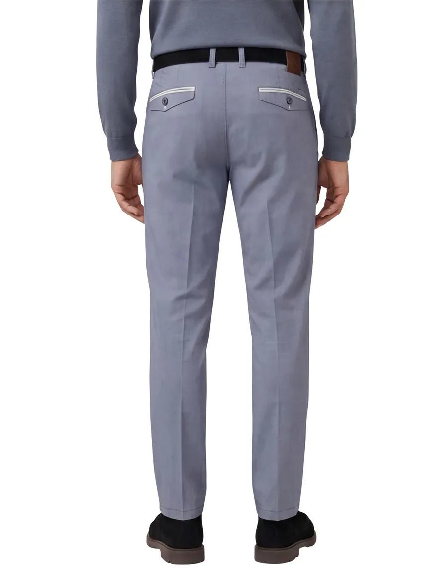 M.E.N.S. Modern fit broek blauw katoen stretch Meran U