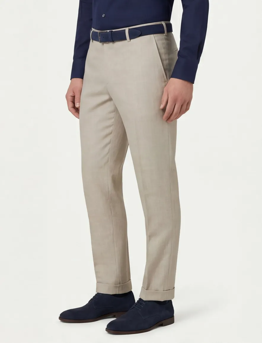 Strellson chino pantalon mix en match beige effen normale fit
