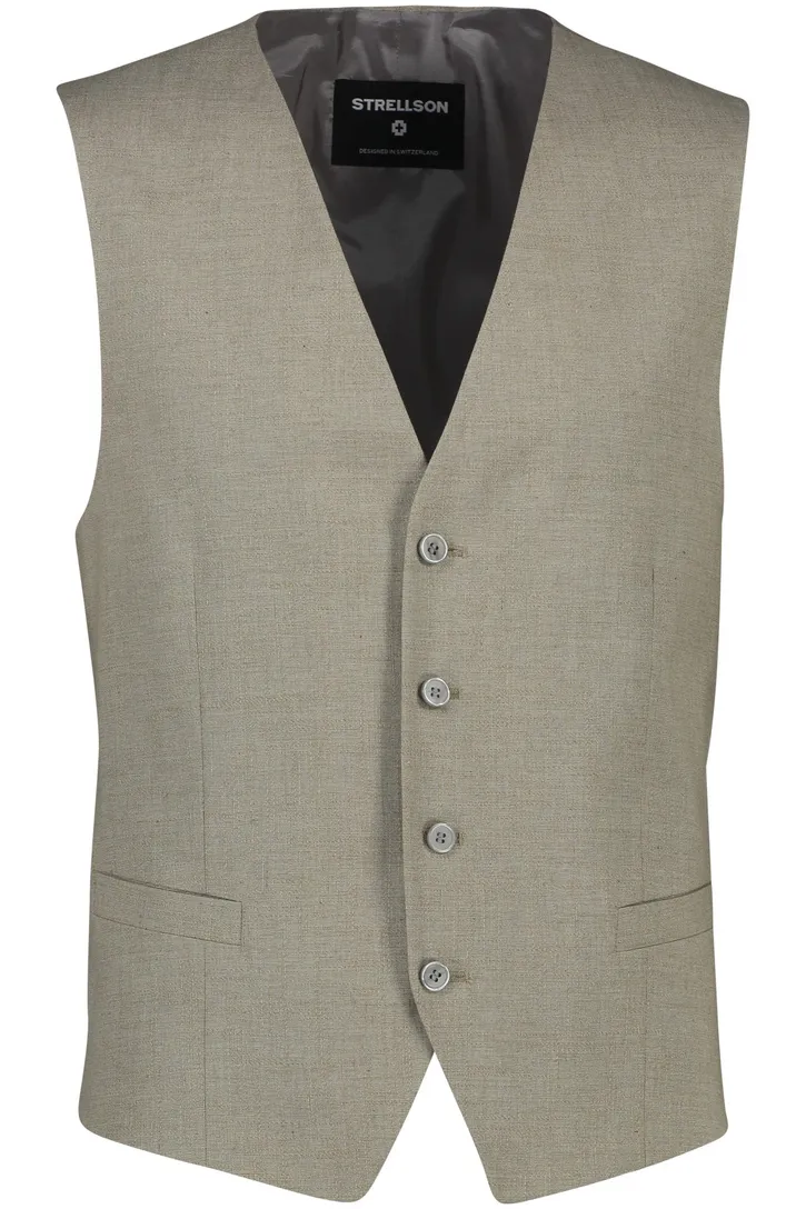 Strellson gilet beige effen katoen steekzakken normale fit