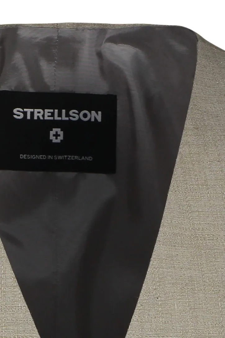 Strellson gilet beige effen katoen steekzakken normale fit