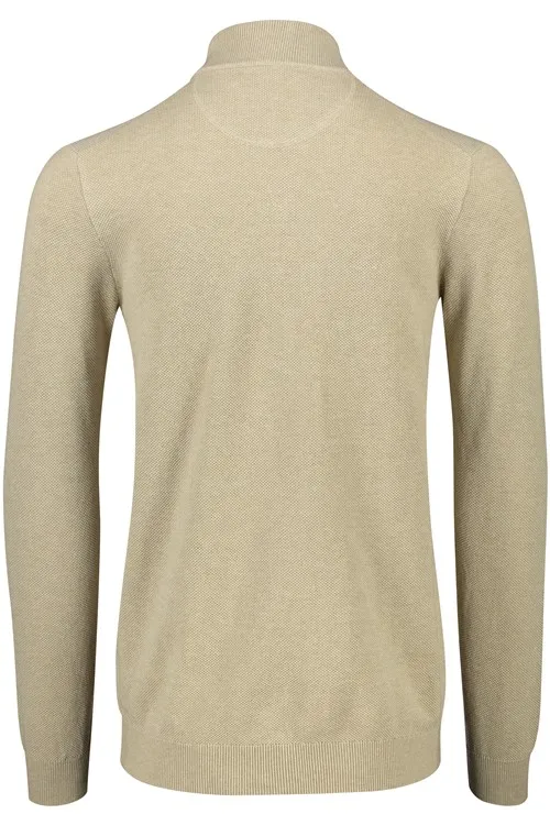 Portofino vest extra lang opstaande kraag beige rits effen katoen