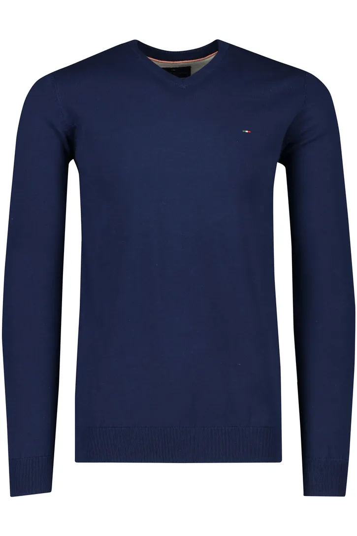 Portofino trui v-hals normale fit blauw extra lang