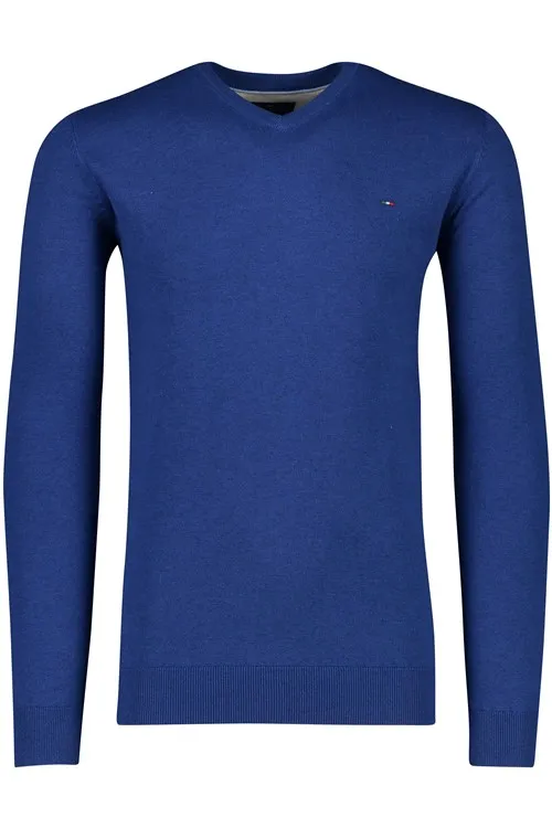 Portofino trui v-hals blauw extra lang