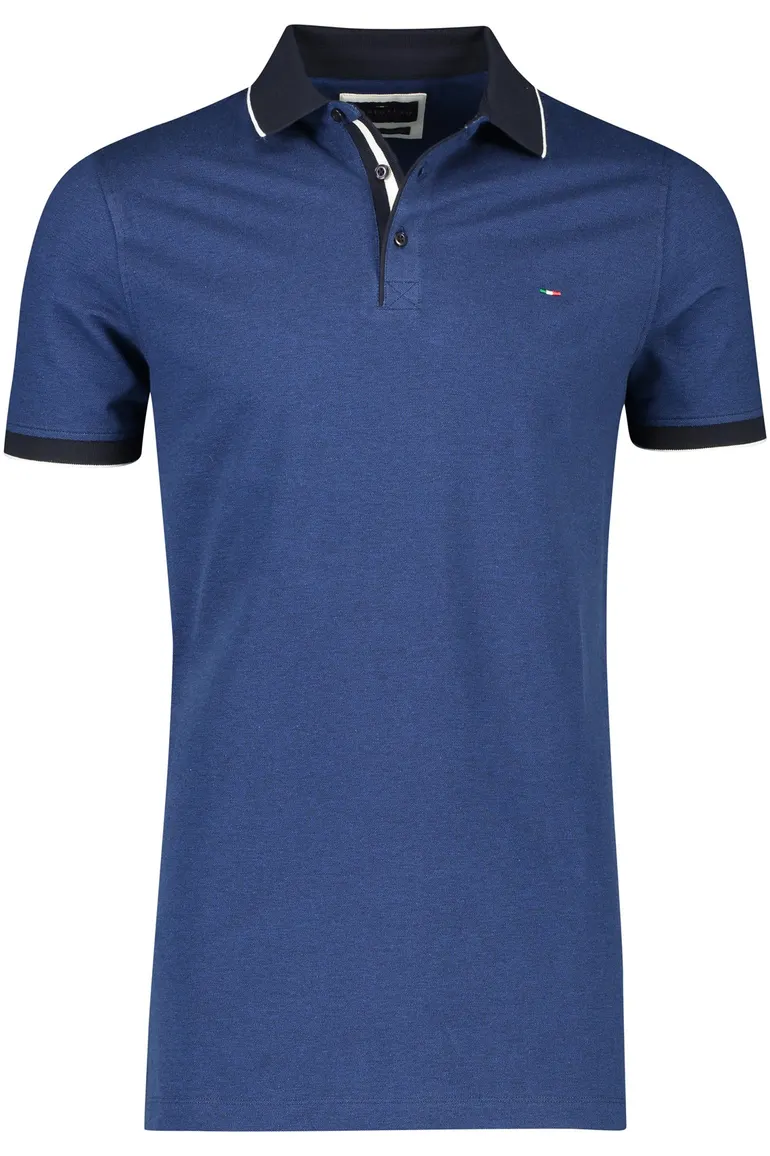Portofino polo normale fit blauw effen katoen-stretch