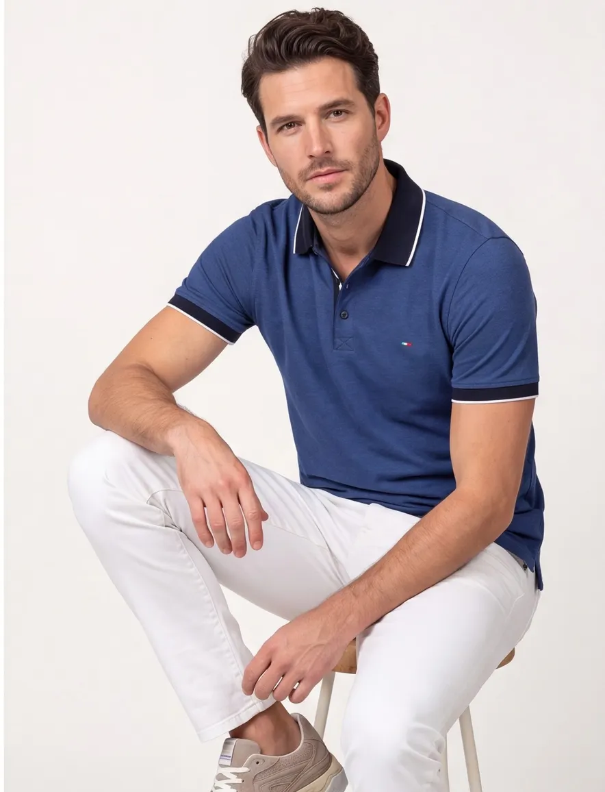 Portofino polo donkerblauw extra lang