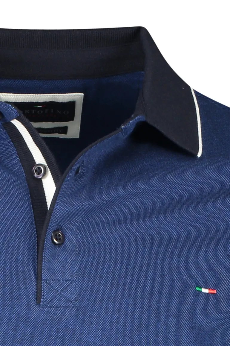 Portofino polo normale fit blauw effen katoen-stretch