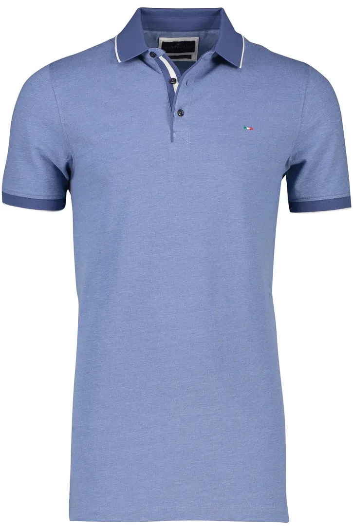 Portofino polo korte mouw normale fit blauw effen katoen extra lang