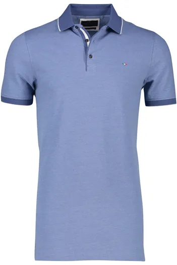 Portofino Portofino polo normale fit blauw effen katoen 3 knoops