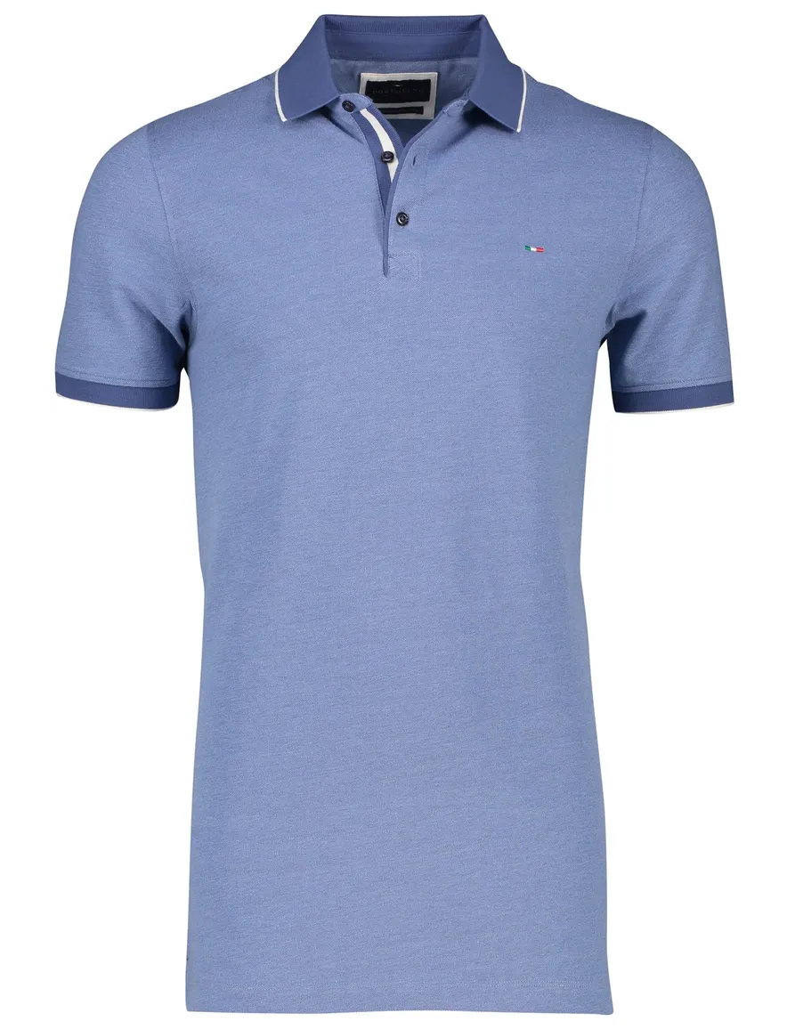 Portofino polo normale fit blauw effen katoen 3 knoops