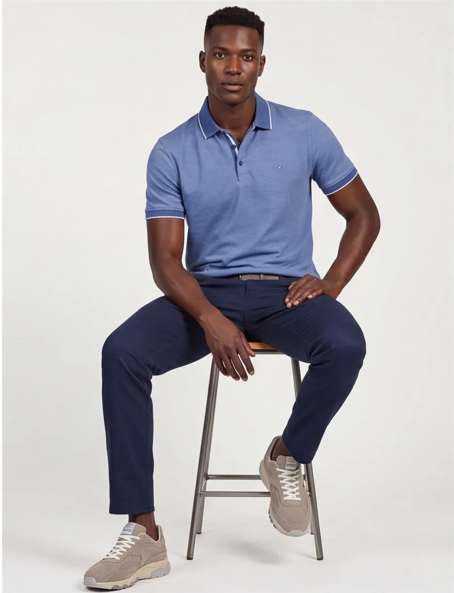 Portofino polo extra lang blauw 3-knoops