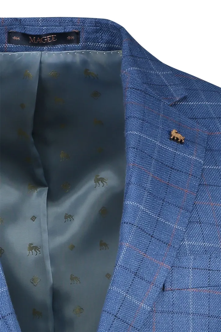 Magee wijde fit colbert blauw geruit
