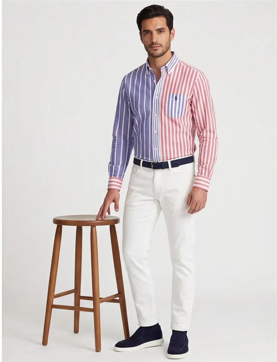 Polo Ralph Lauren overhemd normale fit paars gestreept