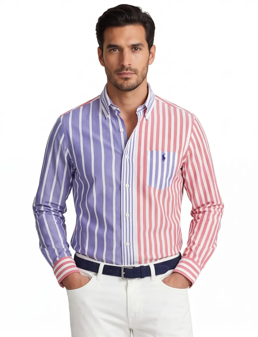 Polo Ralph Lauren overhemd normale fit paars gestreept