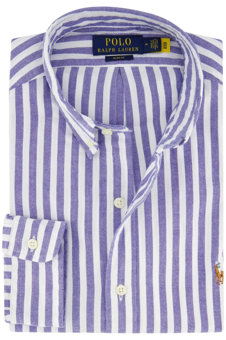 Polo Ralph Lauren Slim Fit lichtblauw gestreept overhemd