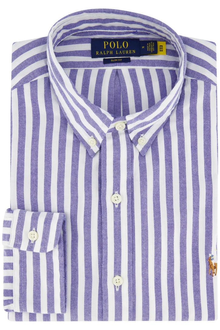 Polo Ralph Lauren Slim Fit lichtblauw gestreept overhemd