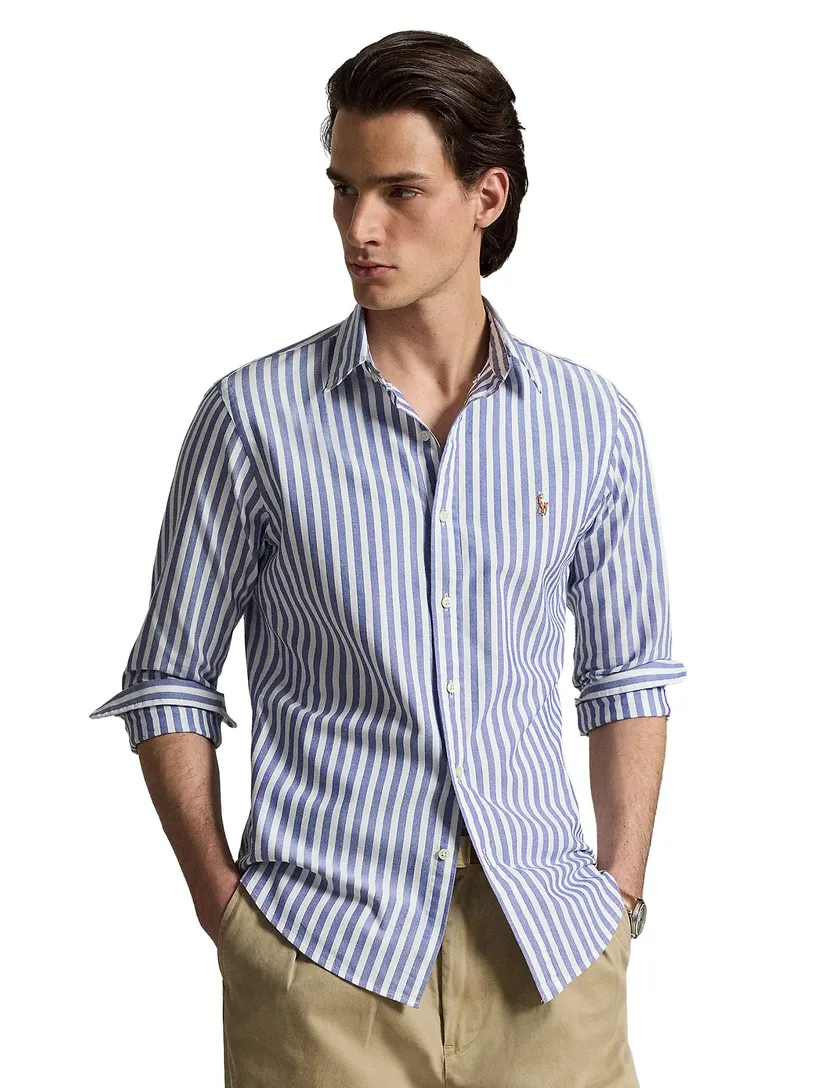 Polo Ralph Lauren Slim Fit lichtblauw gestreept overhemd