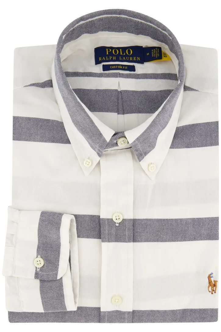 Polo Ralph Lauren casual overhemd normale fit grijs gestreept katoen