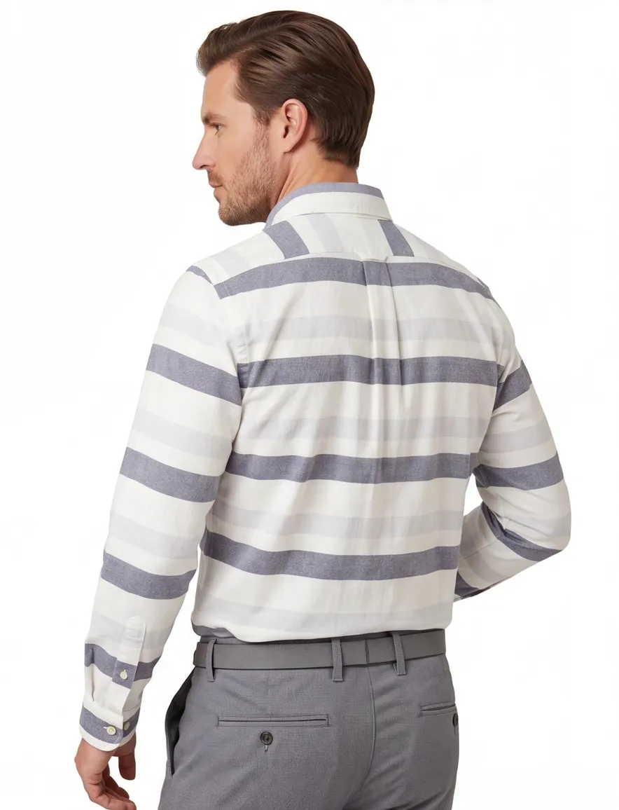 Polo Ralph Lauren casual overhemd normale fit grijs gestreept katoen