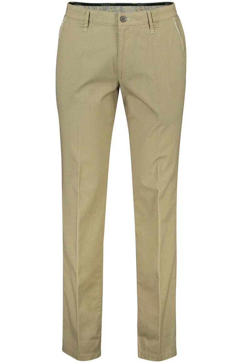 M.E.N.S. broek effen camel chino katoen wijde fit