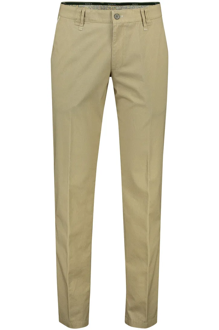 M.E.N.S. katoenen broek khaki effen katoen-stretch Meran U