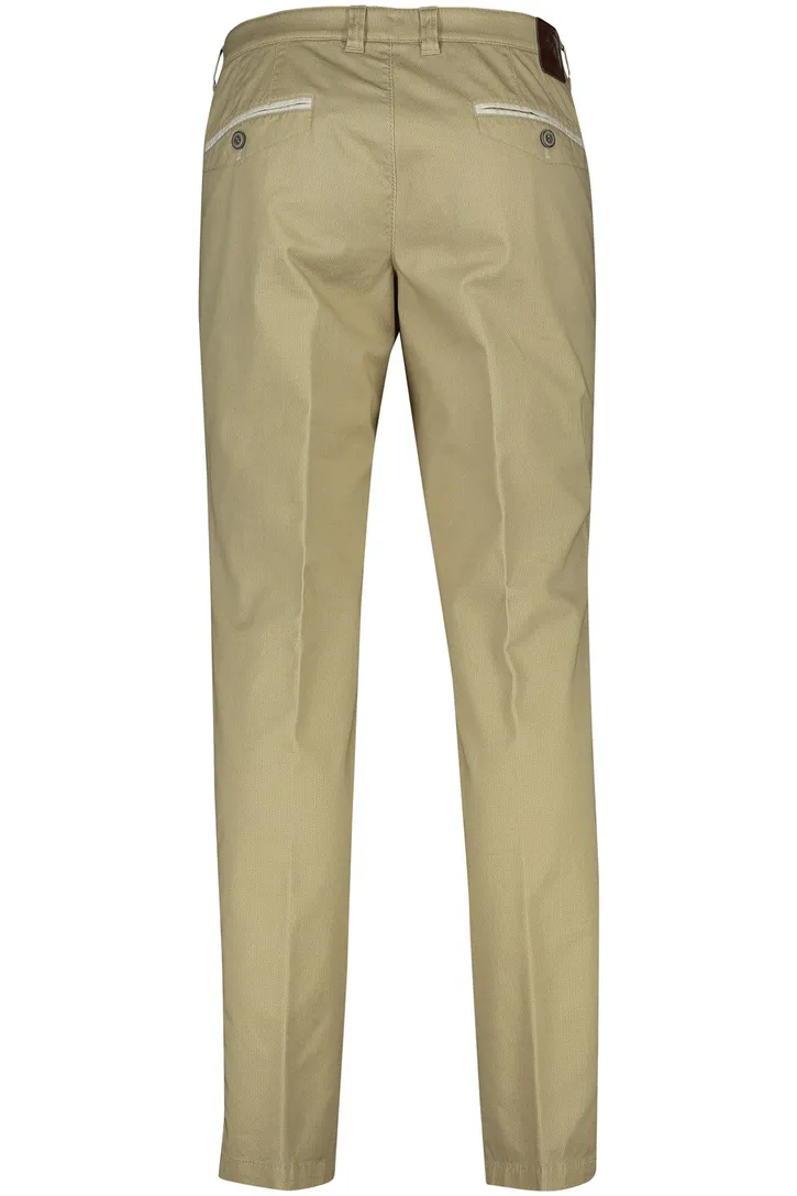 M.E.N.S. katoenen broek khaki effen katoen-stretch Meran U