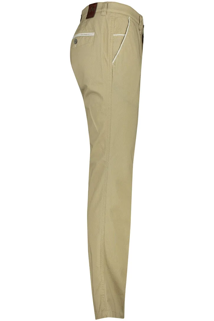 M.E.N.S. katoenen broek khaki effen katoen-stretch Meran U