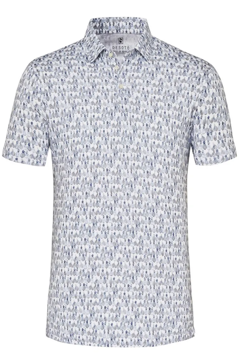 polo Desoto wit geprint katoen slim fit
