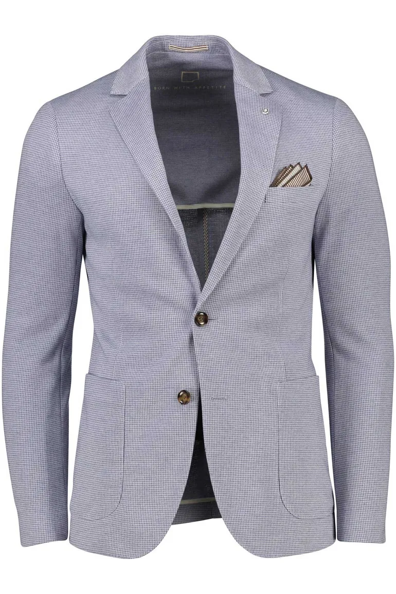 Born With Appetite colbert blauw gemêleerd slim fit met zakken