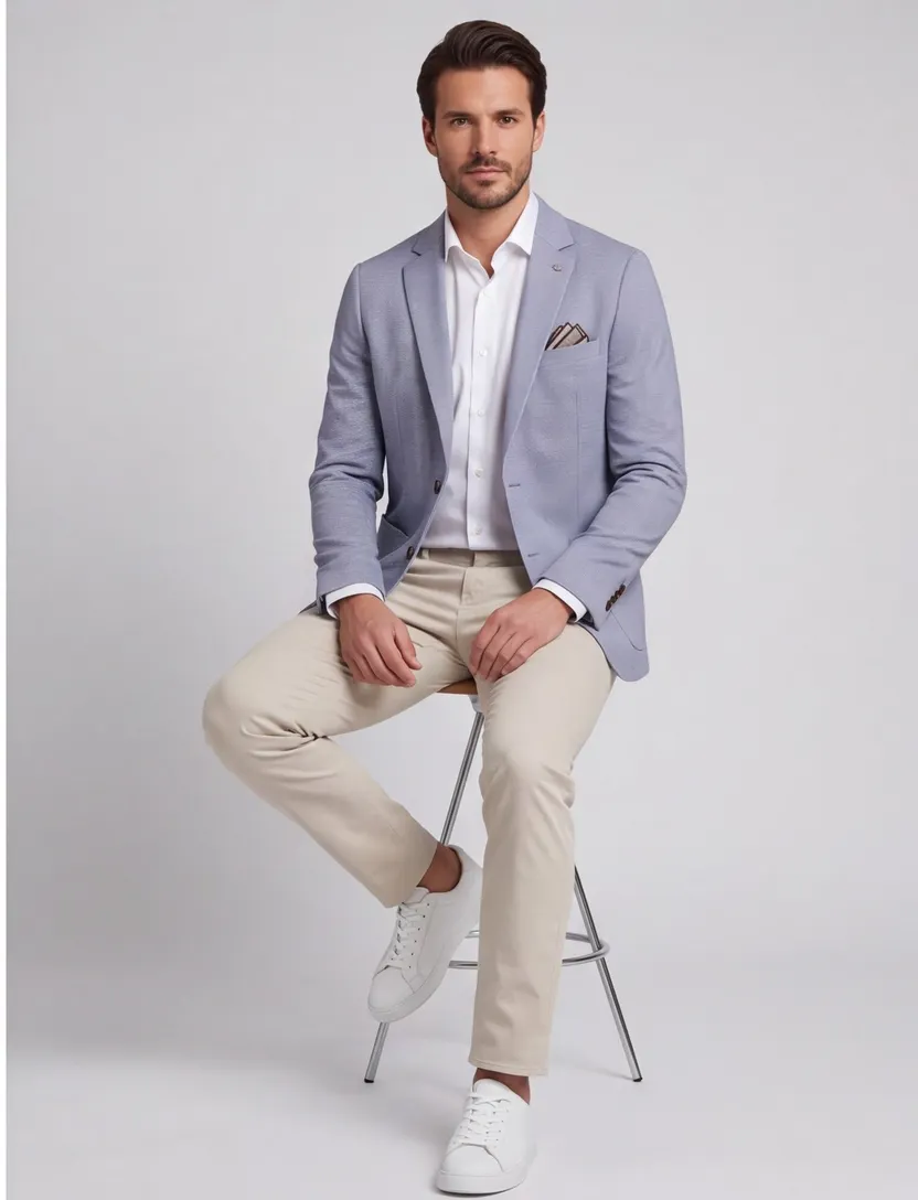 Born With Appetite colbert slim fit blauw gemêleerd borstzak