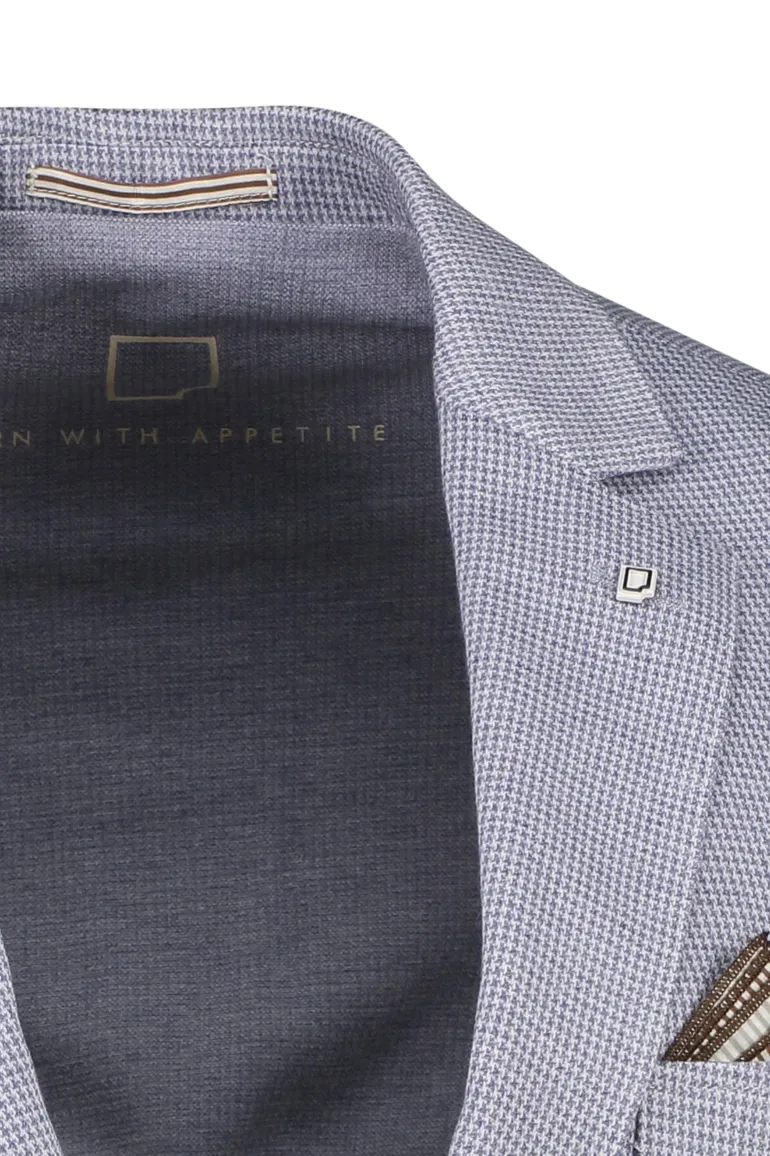 Born With Appetite colbert blauw gemêleerd slim fit met zakken