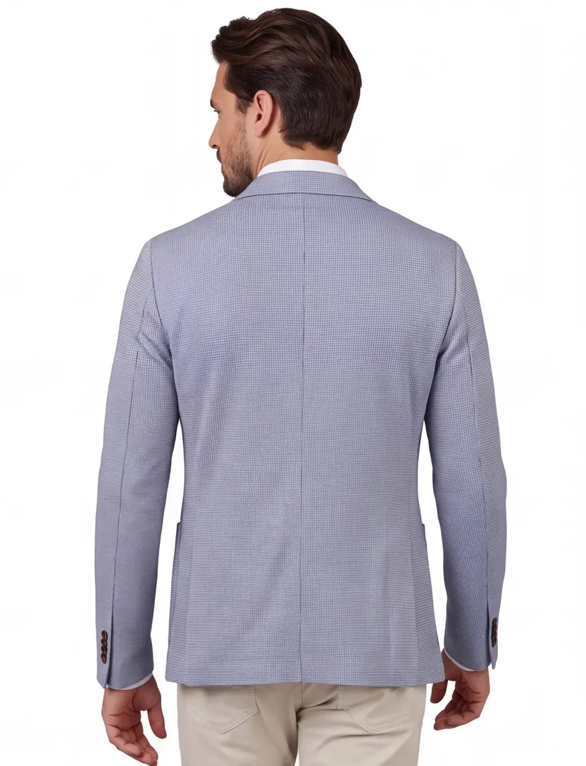 Born With Appetite colbert slim fit blauw gemêleerd borstzak