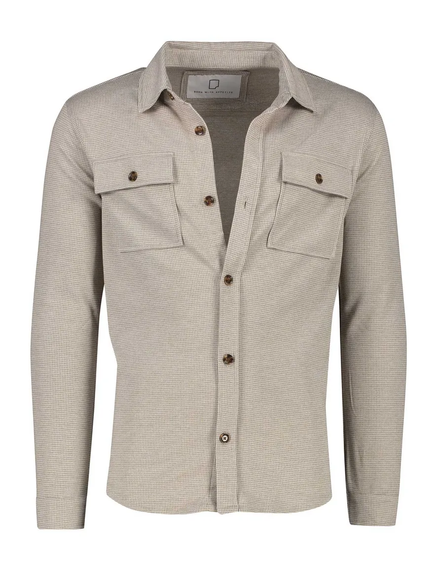 Born With Appetite casual overshirt normale fit khaki effen