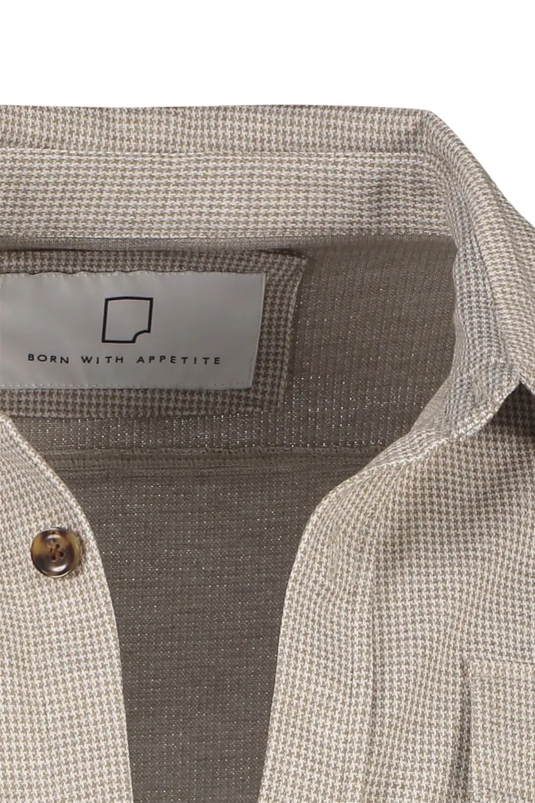Born With Appetite casual overshirt normale fit khaki effen