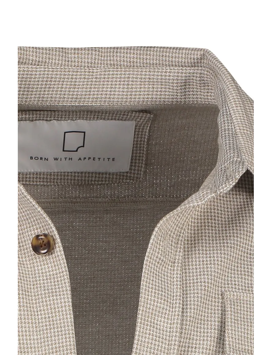 Born With Appetite casual overshirt normale fit khaki effen