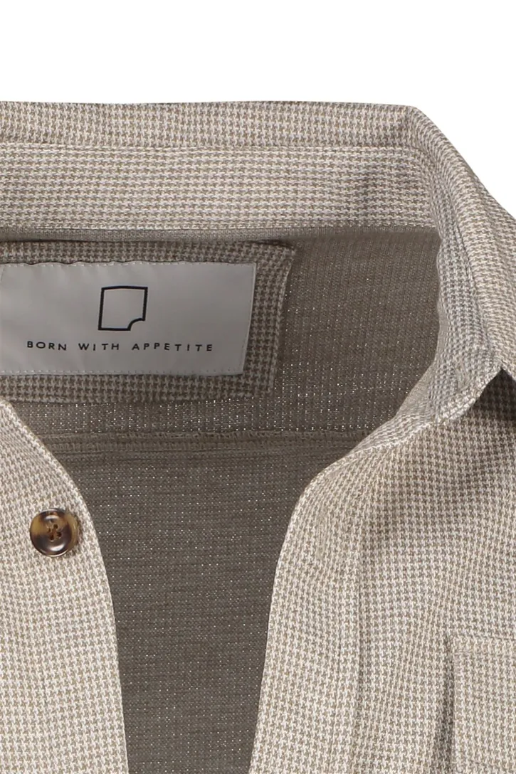 Born With Appetite overshirt khaki effen dubbele borstzak