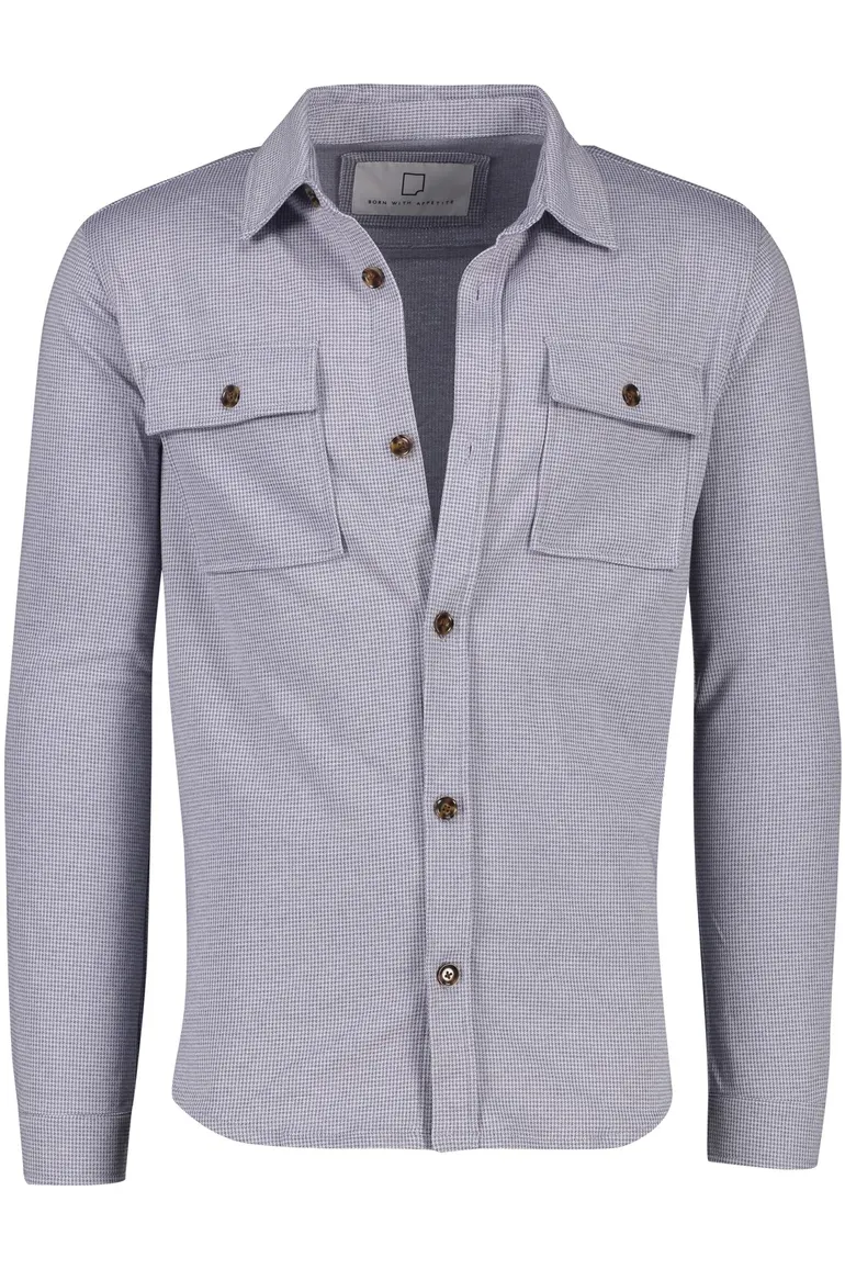 Born With Appetite casual overshirt normale fit grijs wit geprint