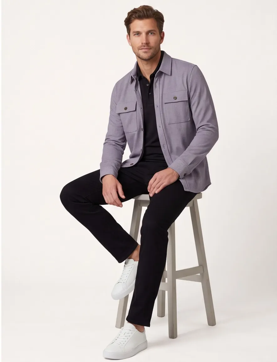 Born With Appetite casual overshirt normale fit grijs wit geprint