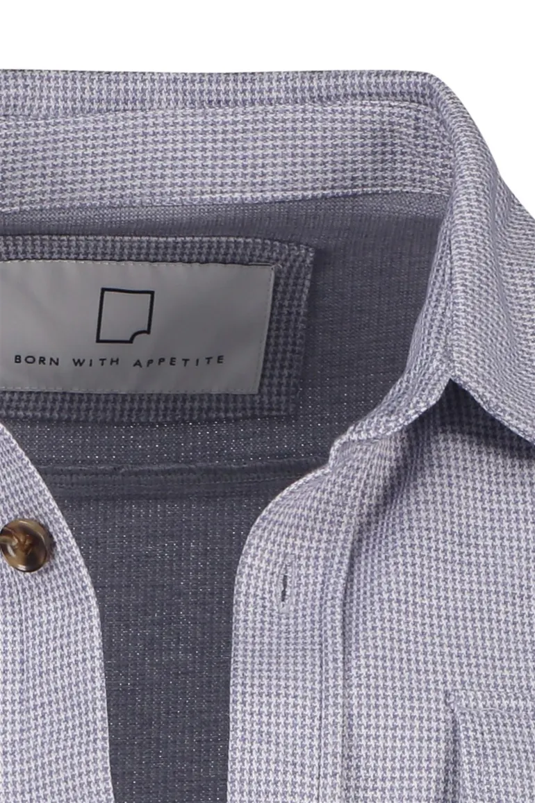 Born With Appetite casual overshirt normale fit grijs wit geprint