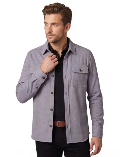 Born With Appetite Born With Appetite casual overshirt normale fit grijs geprint