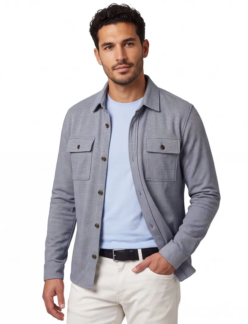 Born With Appetite casual overshirt normale fit grijs geprint