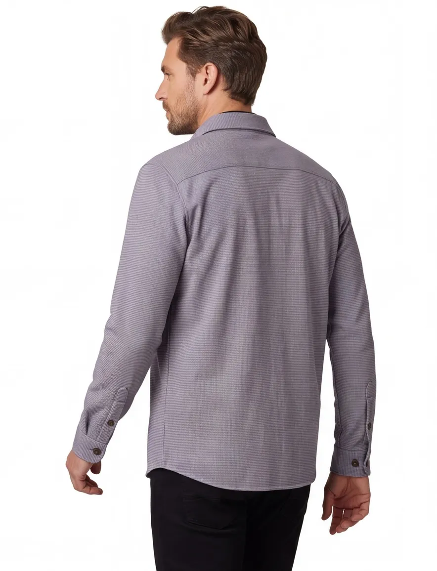 Born With Appetite casual overshirt normale fit grijs wit geprint