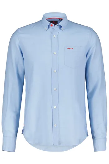 New Zealand New Zealand Tuai overhemd normale fit lichtblauw effen button down boord