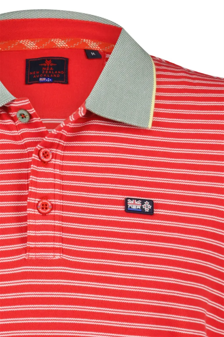 New Zealand poloshirt Ourauwhare rood gestreept